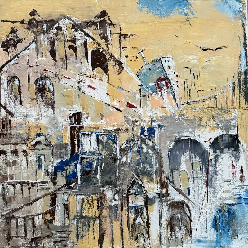 Paris from the Convent, 2023, acrylic on canvas, 80 × 80 in